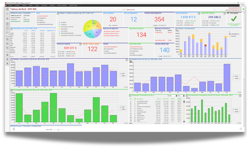 Interface de gestion de chantier affichant des plannings et des ressources dans un logiciel BTP.