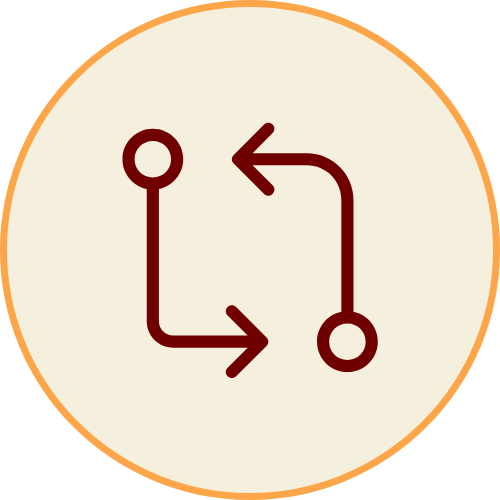 Pictogramme de gestion des sorties et retours d’affaires pour le suivi des stocks.