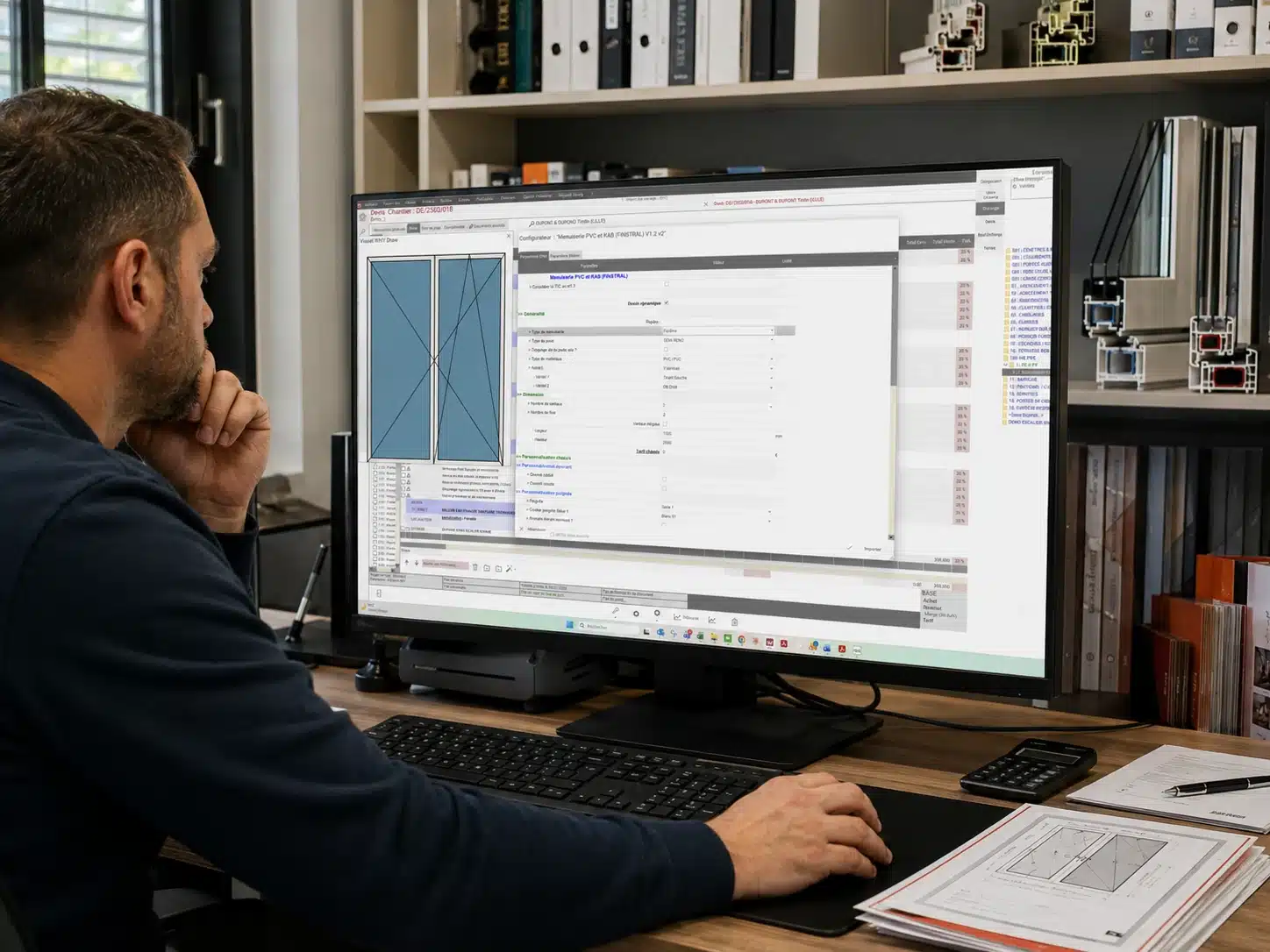 Le savoir du deviseur encodé dans le configurateur WHY EPM : paramètres et dessin de la menuiserie