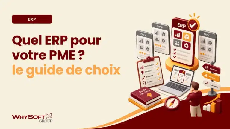 ERP pour PME : comprendre, choisir et déployer — cubes modulaires assemblés autour d'un écran de gestion