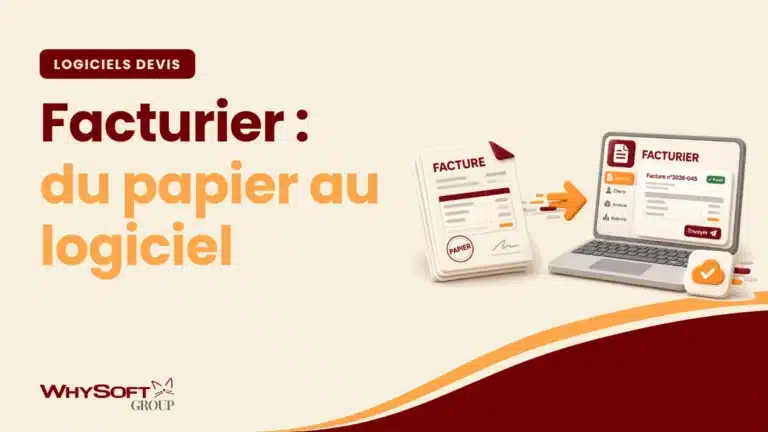 Facturier : ce que c'est et ce que la loi impose — carnet à souches se transformant en écran de facturation