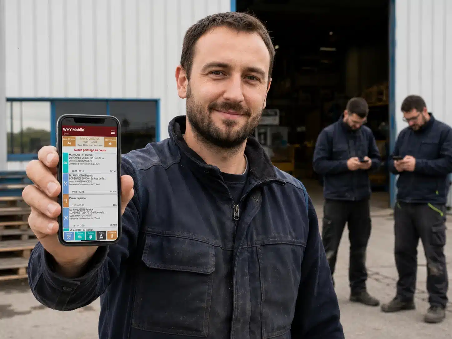 Le technicien montre sa journée d'intervention pointée sur WHY Mobile : la preuve constituée sur place